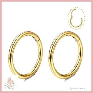 14K Gold Plated Huggie Hoop Earrings Surgical Steel Hypoallergenic 6-10mm